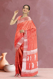 Orange Banarasi Crushed Tissue Organza Saree 10068218