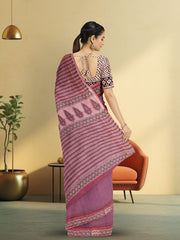 Mauve Hand Block Print Kota Cotton Saree 10074155