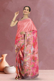 Pink Fancy Printed Linen Saree 10070480