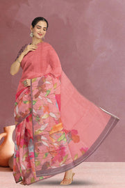 Pink Fancy Printed Linen Saree 10070480