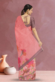 Pink Fancy Printed Linen Saree 10070480