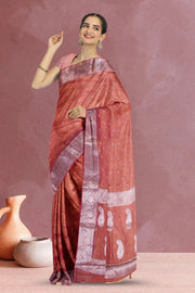 Copper Brown Banarasi Crushed Tissue Organza Saree 10068213