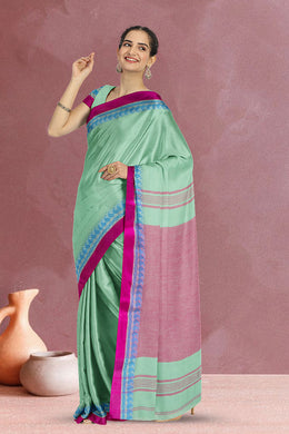 Green Shantipur Tant Bengal Cotton Saree 10069053