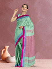 Green Shantipur Tant Bengal Cotton Saree 10074967