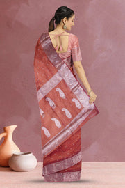 Copper Brown Banarasi Crushed Tissue Organza Saree 10068213