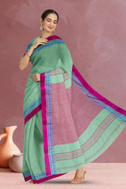 Green Shantipur Tant Bengal Cotton Saree 10069053