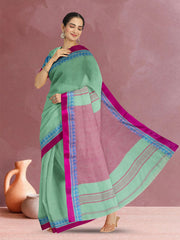 Green Shantipur Tant Bengal Cotton Saree 10074967