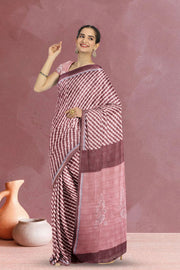 Maroon Fancy Printed Linen Saree 10070287
