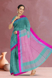 Aqua Green Shantipur Tant Bengal Cotton Saree 10069060