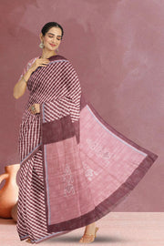 Maroon Fancy Printed Linen Saree 10070287