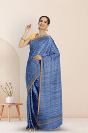 Blue Hand Block Print Kota Cotton Saree 10074151
