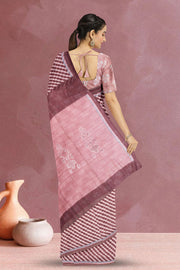 Maroon Fancy Printed Linen Saree 10070287