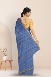 Blue Hand Block Print Kota Cotton Saree 10074151