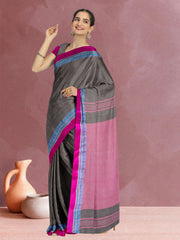 Grey Shantipur Tant Bengal Cotton Saree 10074972