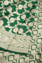 Plantation Green Handloom Banarasi Katan Silk Saree 10063199
