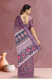 Black Fancy Printed Linen Saree 10068771