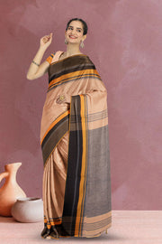 Beige Shantipur Tant Bengal Cotton Saree 10070851