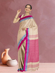 Cream Shantipur Tant Bengal Cotton Saree 10074976