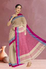 Cream Shantipur Tant Bengal Cotton Saree 10069054