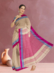 Cream Shantipur Tant Bengal Cotton Saree 10074976