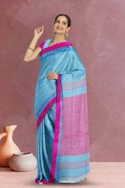 Blue Shantipur Tant Bengal Cotton Saree 10069059