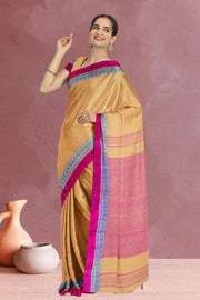 Light Yellow Shantipur Tant Bengal Cotton Saree 10069052