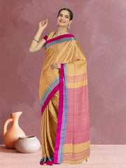 Yellow Shantipur Tant Bengal Cotton Saree 10074968