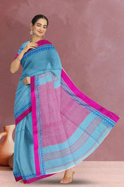 Blue Shantipur Tant Bengal Cotton Saree 10069059