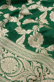 Plantation Green Handloom Banarasi Katan Silk Saree 10063199
