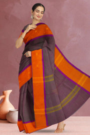 Dual Tone Maroon Handloom Chettinad Cotton Saree 10069990