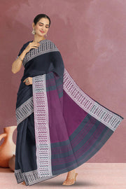 Grey Shantipur Tant Bengal Cotton Saree 10068795