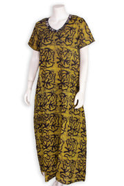 Yellow Batik Printed Cotton Nightwear 10076178