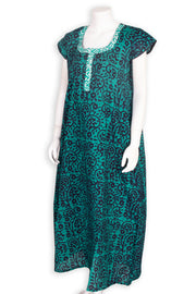 Green Batik Printed Cotton Nightwear 10076185