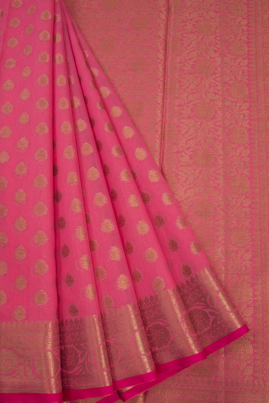 Pink Handloom Banarasi Cotton Saree 10068891 - Avishya