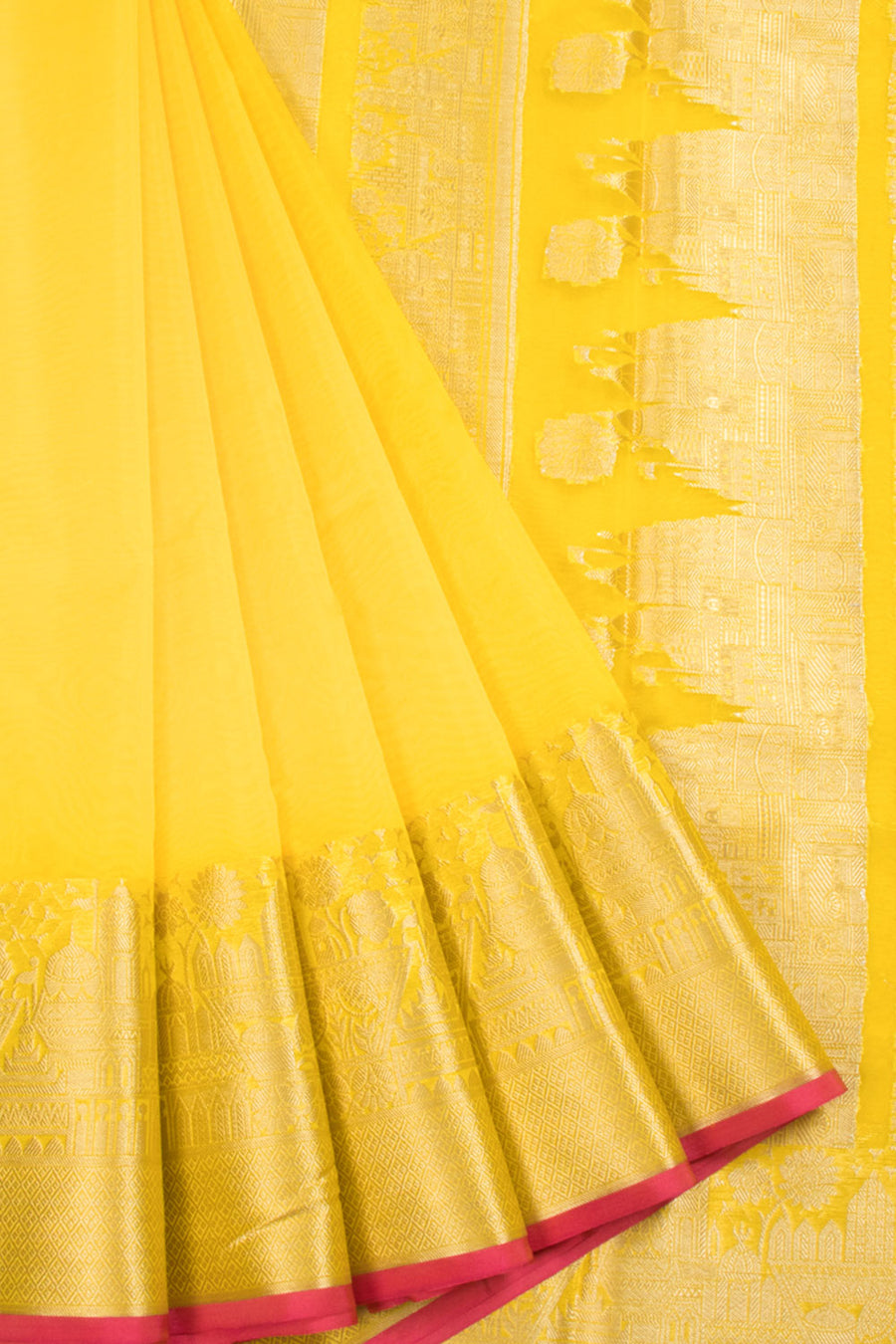 Yellow Handloom Banarasi Organza Ghat Saree - Avishya