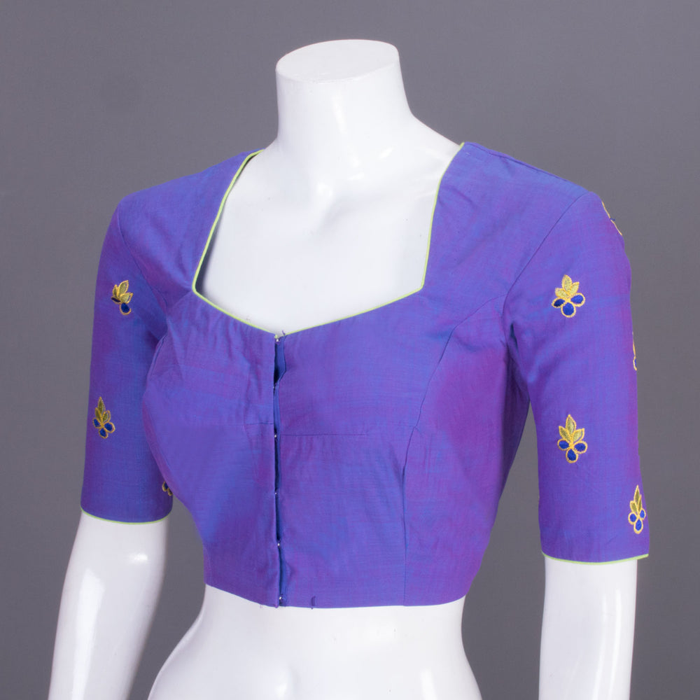 Purple Embroidered Cotton Blouse 10069449 - Avishya