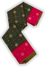 Leaf Green Gadwal Kuttu Silk Saree 10077065