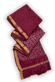 Maroon Zari Border Mulberry Silk Saree Without Blouse 10076900