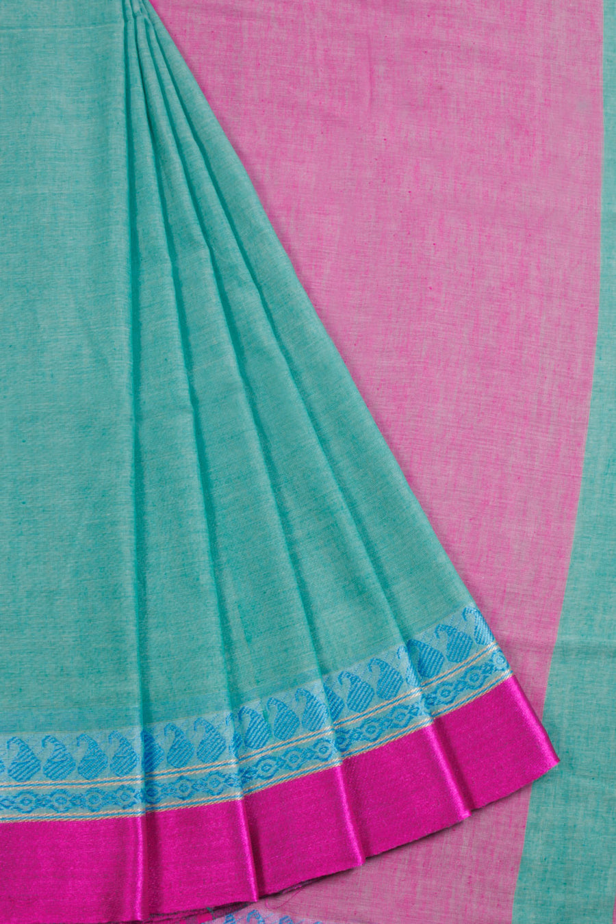 Aqua Green Shantipur Tant Bengal Cotton Saree 10069060 - Avishya