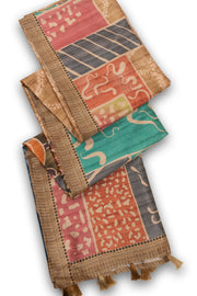 Brown Printed Semi Tussar Silk Saree With Tribal Motifs 10076270