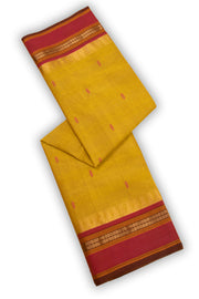 Mango Gold Yellow Handloom Kanchi Cotton Saree with Butta And Rudhraksham Zari Border 10076486