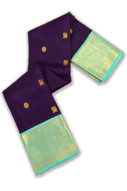 Dark Purple Korvai Kanjivaram Silk Saree 10075657