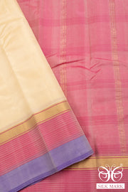 Cream Light Weight Pure Silk Kanjivaram Saree 10071955