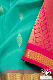 Teal Green Light Weight Kanchipuram Pure Silk Saree 10072806