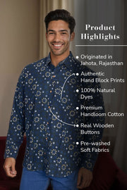 Green Full Sleeve Jahota Printed Cotton Mens Shirt 10073160