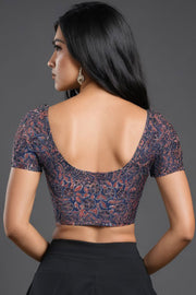 Blue Ajrakh Printed Cotton Blouse 10073372