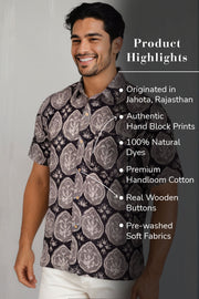 Grey Half Sleeve Jahota Printed Cotton Mens Shirt 10074320