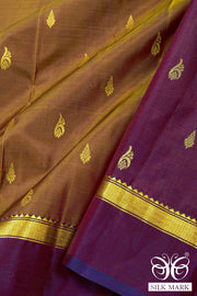 Brown Kanjivaram Pure Silk Saree with Contrast Pallu 10074889