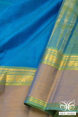 Kanjivaram Handloom Pure Silk Saree in Rich Electric Blue  with Yazhi Border 10075605