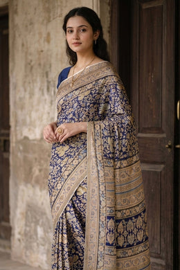 Blue Kashmiri Printed Silk Saree 10075987